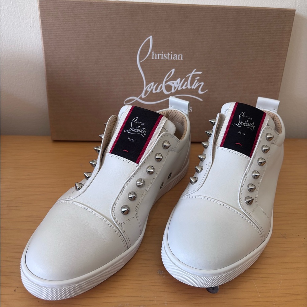 Christian Louboutin F.A.V Fique A Vontade Sneakers White Calf Leather Woman - Picture 3 of 6